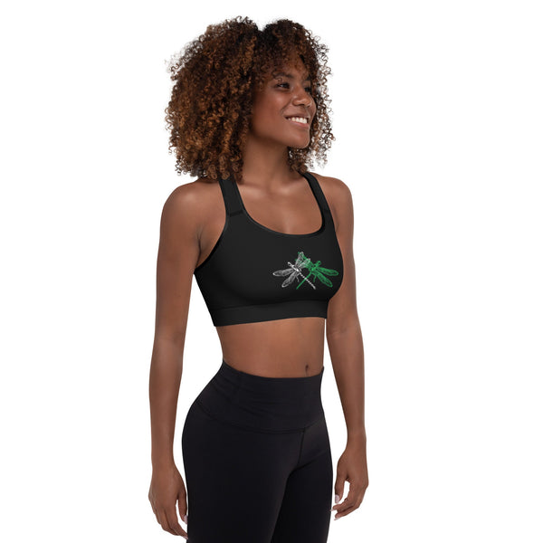 Padded Sports Bra - Dragonfly Noir