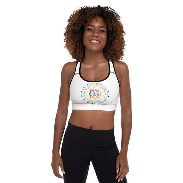 "Mandala" Primary Kaleidoscope Padded Sports Bra