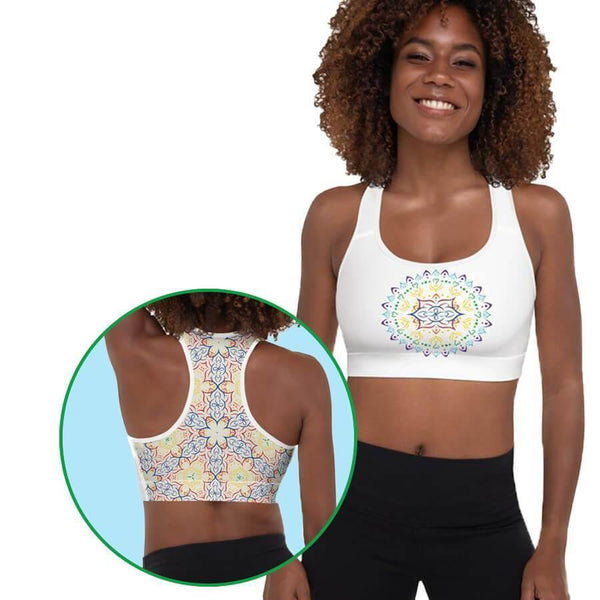 "Mandala" Primary Kaleidoscope Padded Sports Bra