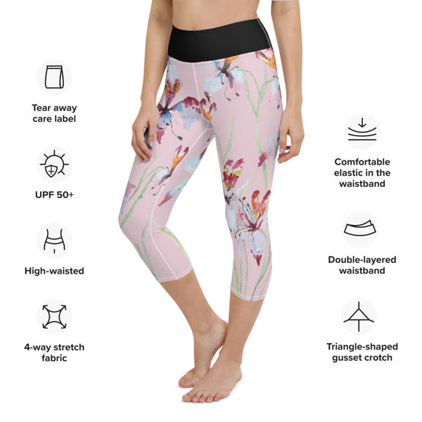 Orchid Bloom Yoga Capri Leggings