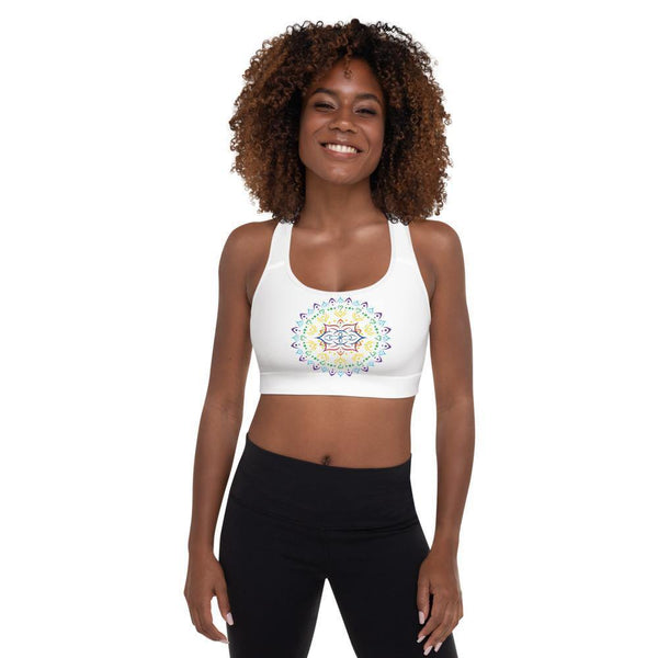 "Mandala" Primary Kaleidoscope Padded Sports Bra