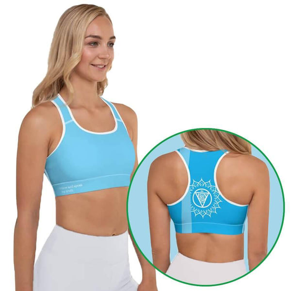 Throat Chakra Padded Sports Bra