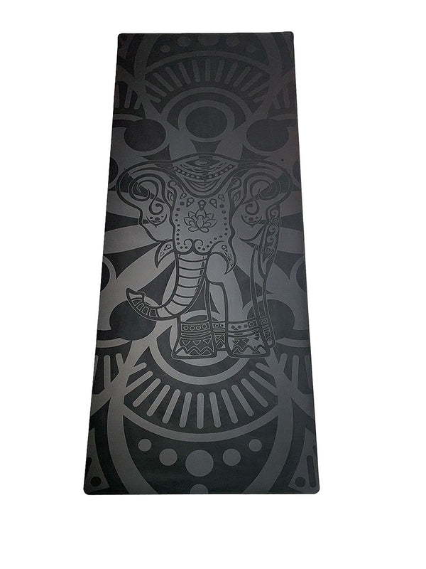Mat, PU Super Grip Vegan Leather and Natural Rubber Yoga Mat - Elephant Noir