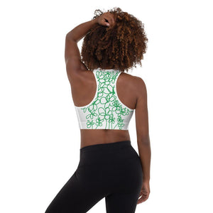 "Logo/Flowers" Padded Sports Bra