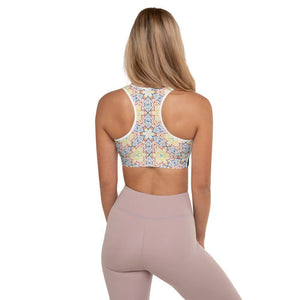 "Mandala" Black/Primary Kaleidoscope Padded Sports Bra