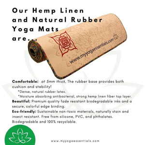 Mat, Linen Chakra Hemp Linen and Natural Rubber Luxury Yoga Mat