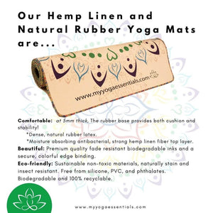 Mat, Linen Mandala Hemp Linen and Natural Rubber Luxury Yoga Mat