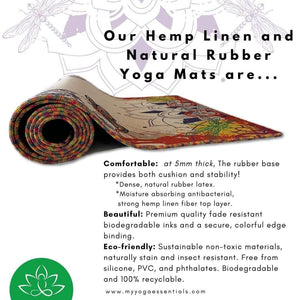 Mat, Linen Namaste Graffiti Series Luxury Hemp Linen and Natural Rubber Yoga Mat