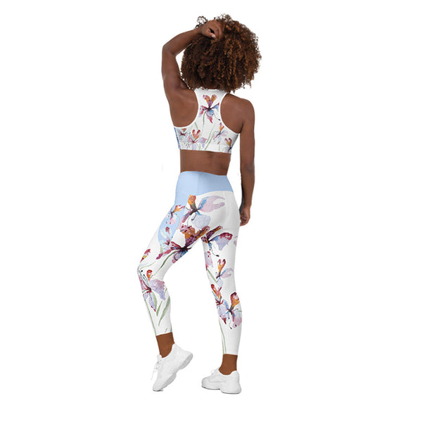 Orchid Bloom Capri Leggings with Pockets