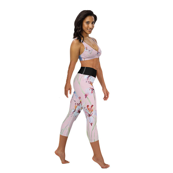 Orchid Bloom recycled padded bikini-style yoga top