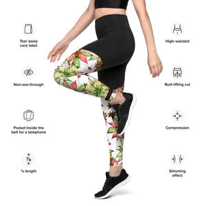 Poinsettia Compression Sports Leggings-Limited Edition