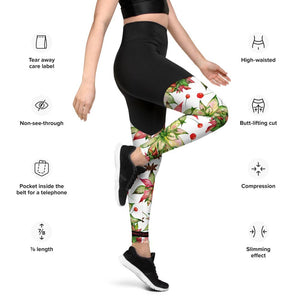 Poinsettia Compression Sports Leggings-Limited Edition