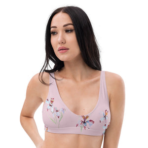 XS Orchid Bloom recycled padded bikini-style yoga top