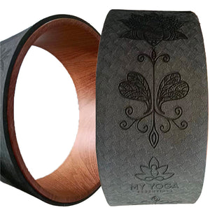 yoga wheel Lotus Black/Wood Cork Yoga Wheel